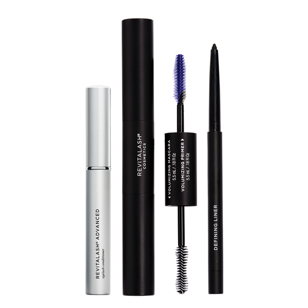 Image of Killer Lash Collection which includes RevitaLash Advanced 3.5 mL, Double-Ended Volume Set, and Defining Liner Eyeliner